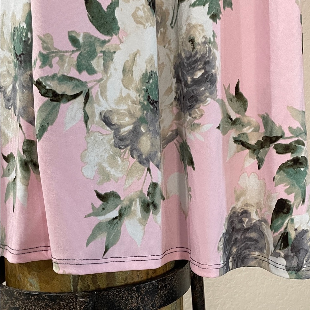 🩷 NEW Egs California🩶 Plus SZ 3X Gray and Pink Polka Dot Floral 2 sided Dress - Picture 8 of 13